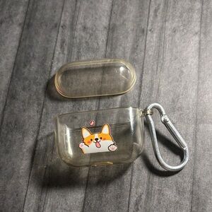 Clear Corgi AirPods Case with Carabiner